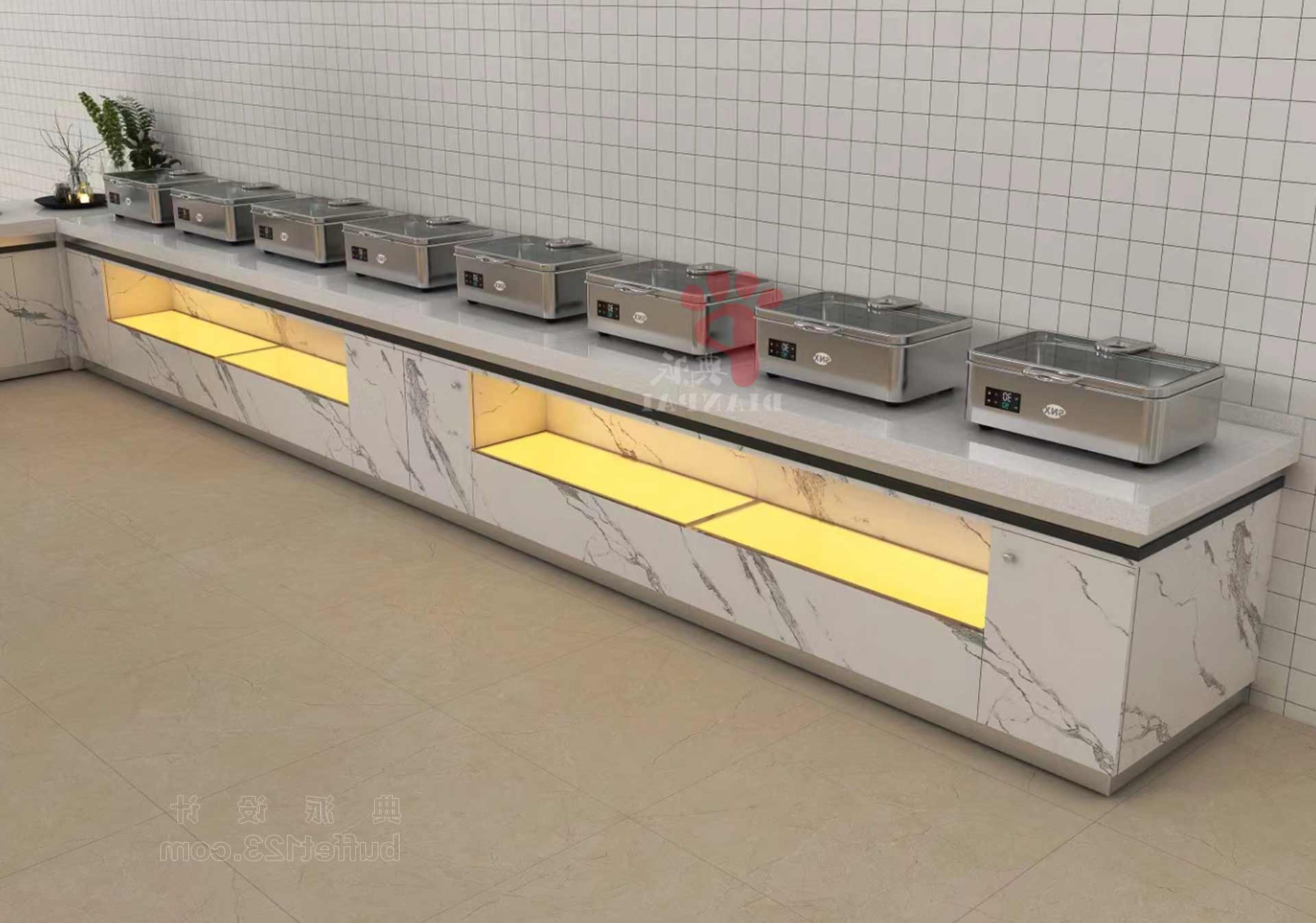 现代简约风格职工食堂取餐台自助餐台设计