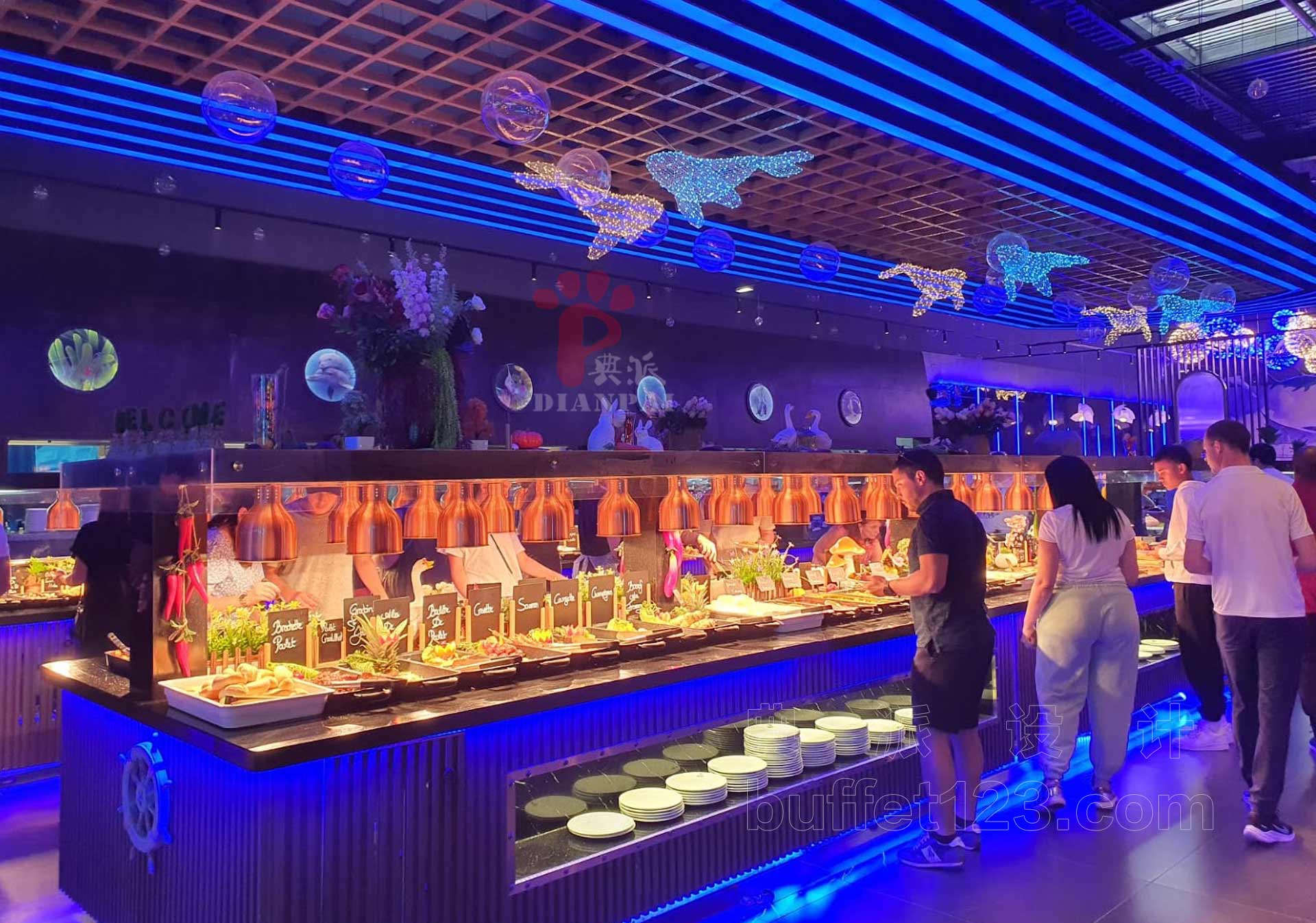自助餐台实景拍摄