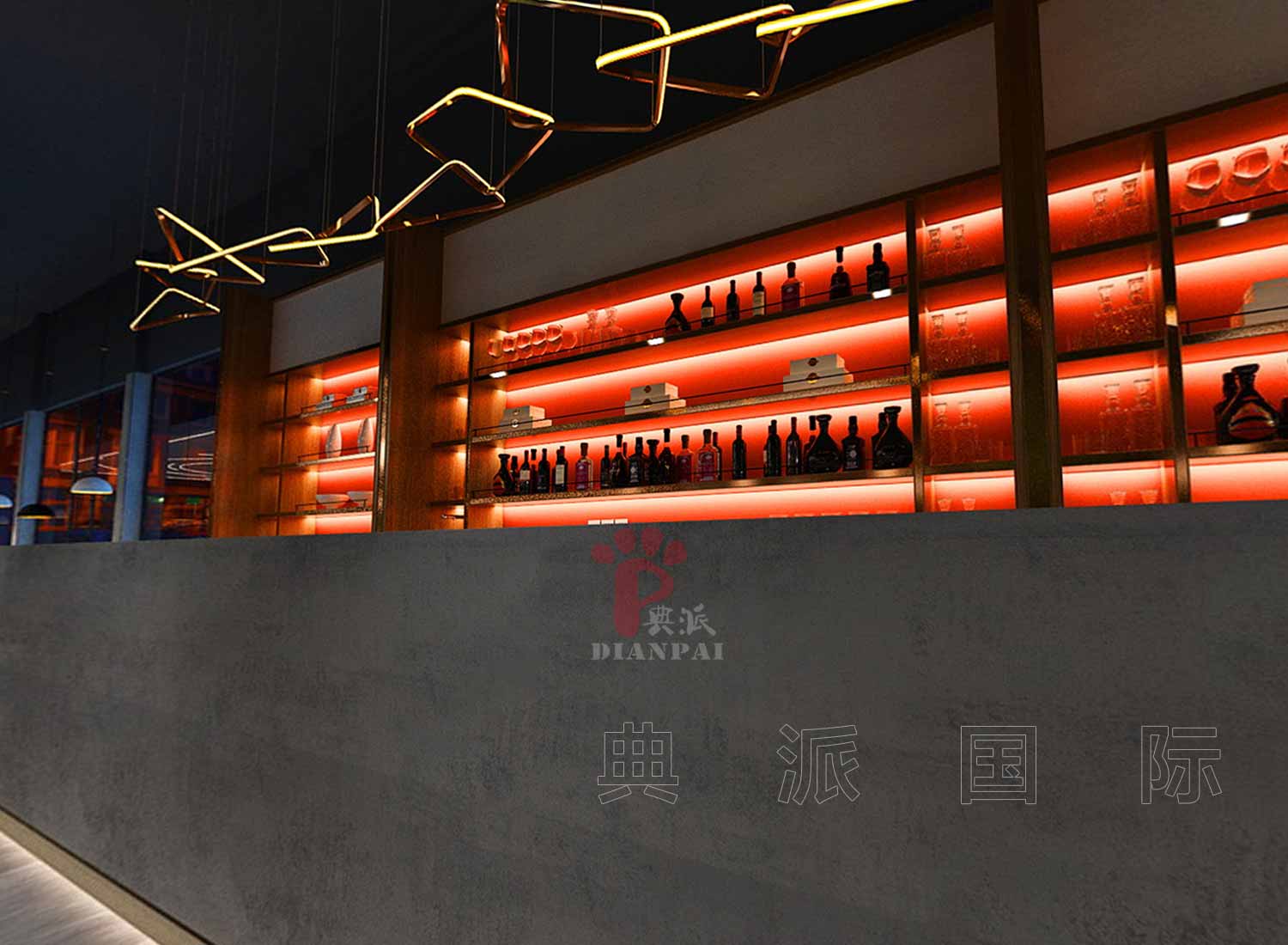 自助餐厅的酒架设计