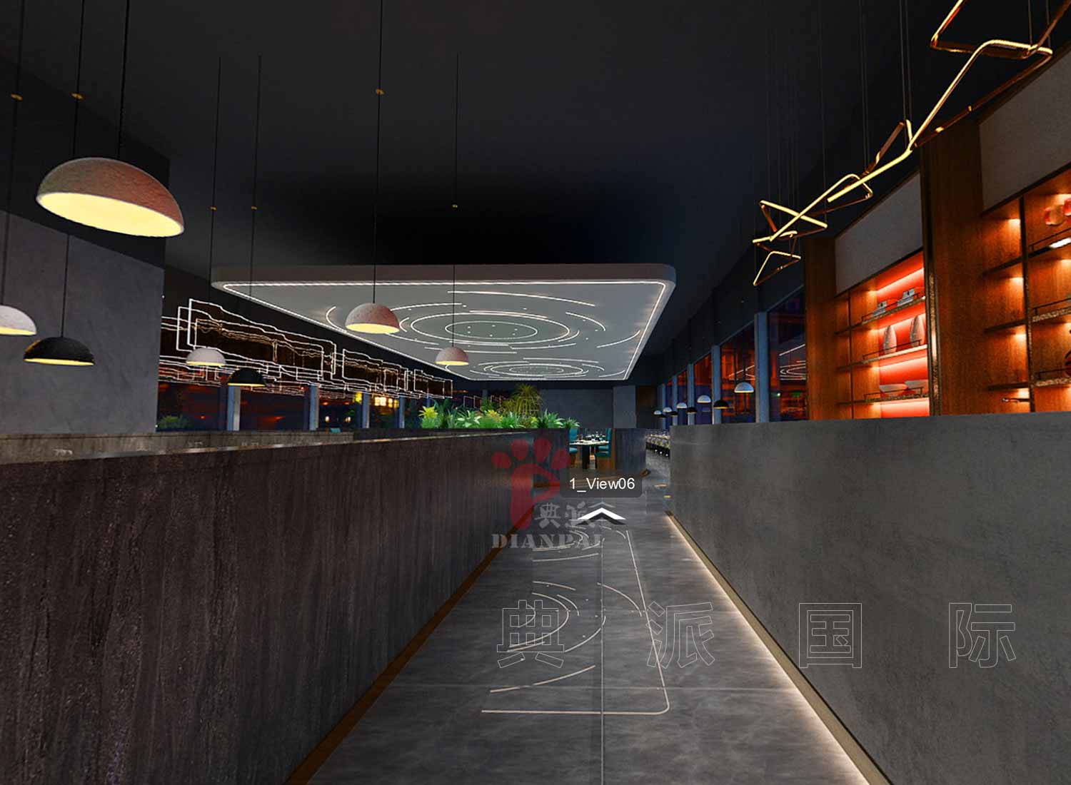 自助餐厅的酒架