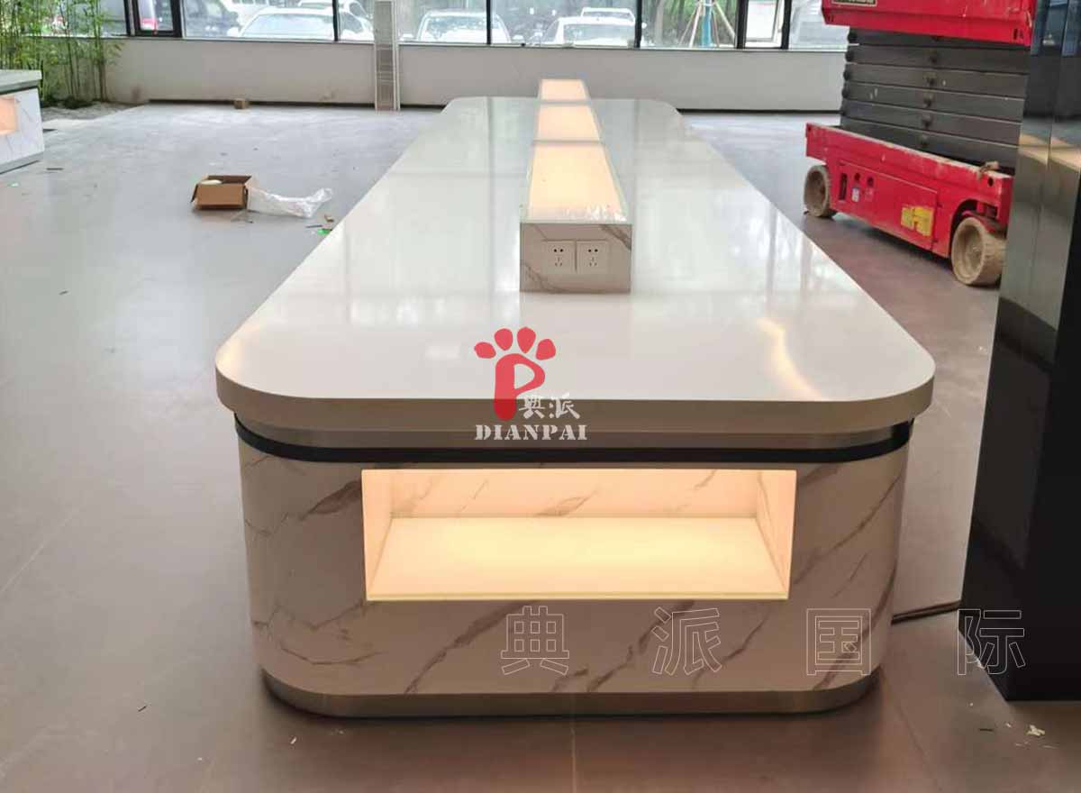 单位食堂鱼肚白纹理自助餐台