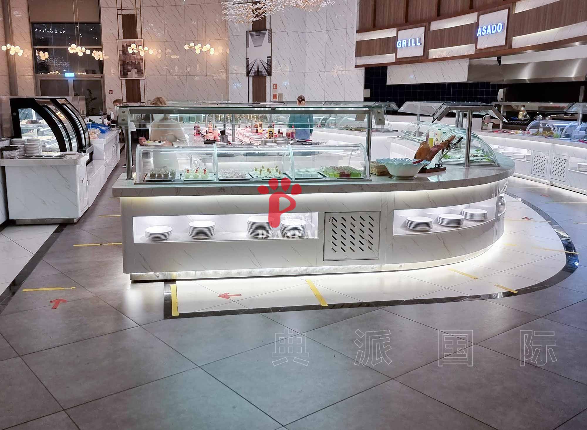 典派国际为德国餐厅定制的白色自助餐布菲台06