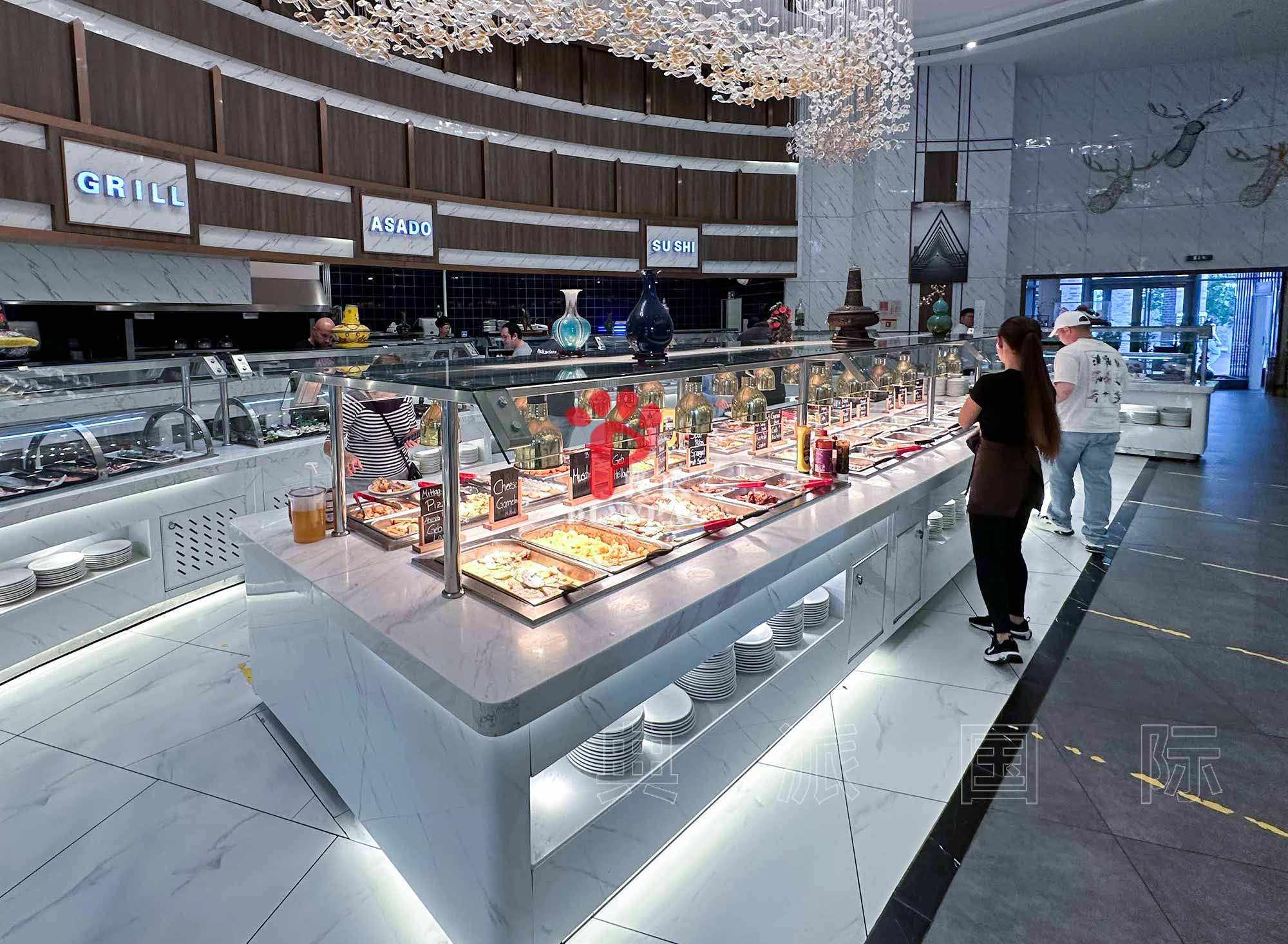 典派国际为德国餐厅定制的白色自助餐布菲台07