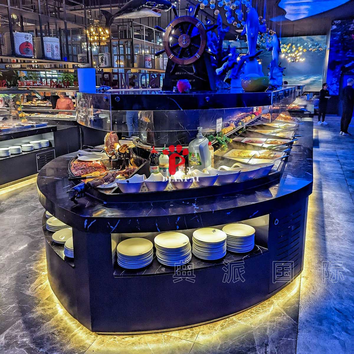 船型布菲自助餐台定制案例展示——自助餐台定制、布菲台定制就选 典派国际