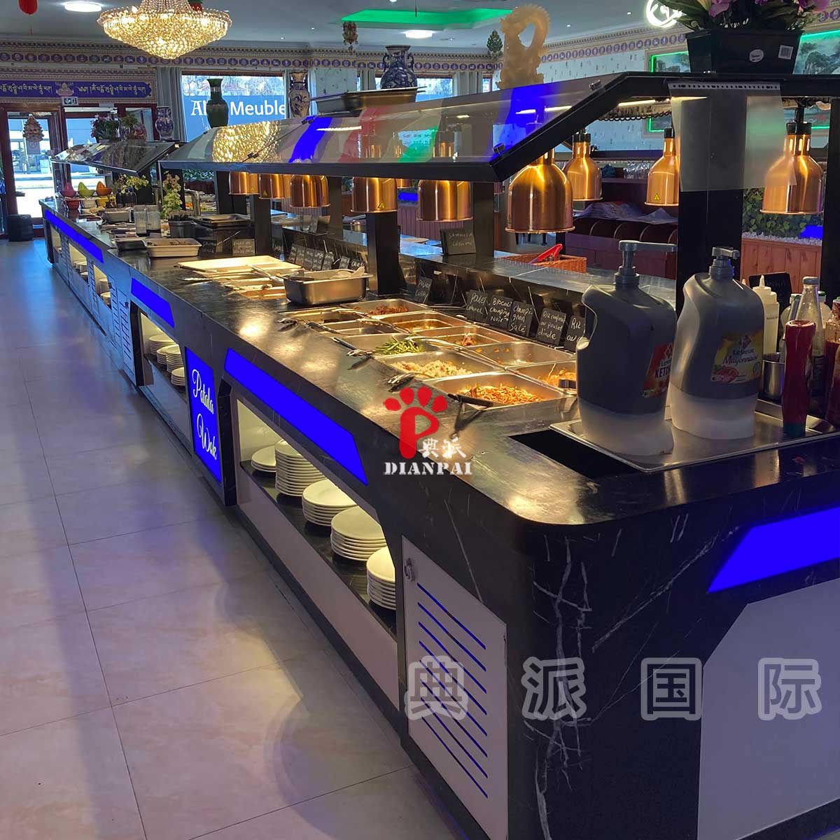 法国杨总餐厅布菲台自助餐台定制展示-典派国际出品