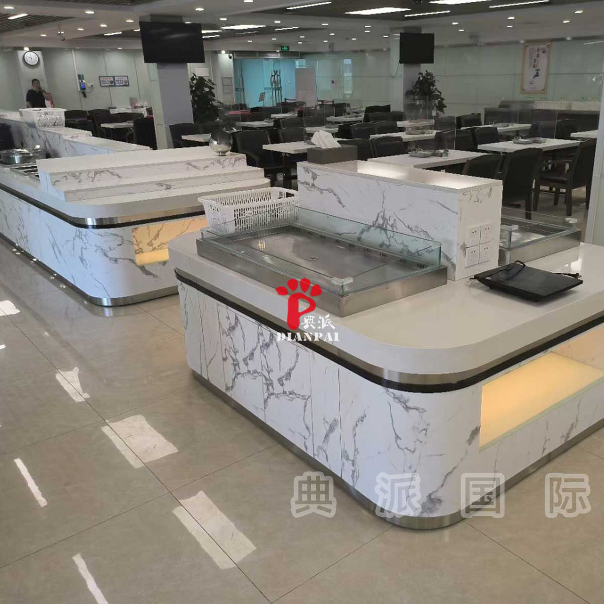 中山市单位职工食堂装修改造自助餐台定制案例