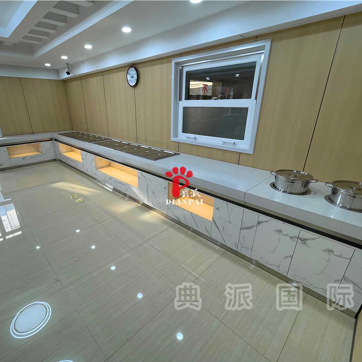 佛山市靠墙式单位食堂自助餐台定制