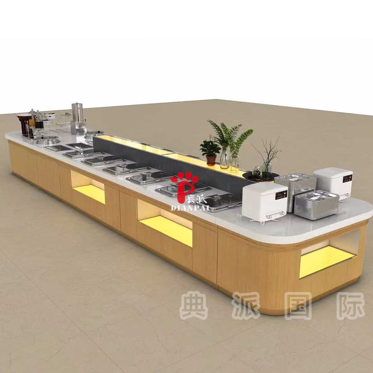 典派国际嵌入式巴菲炉双侧取餐自助餐台款式展示