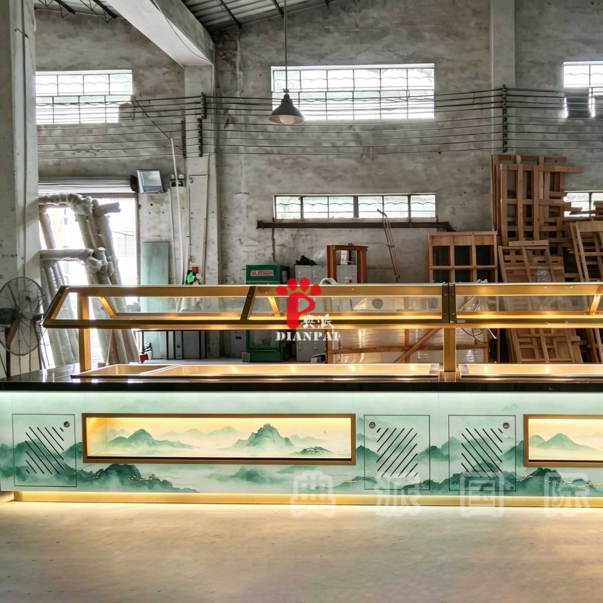 绿色水墨风格自助餐台